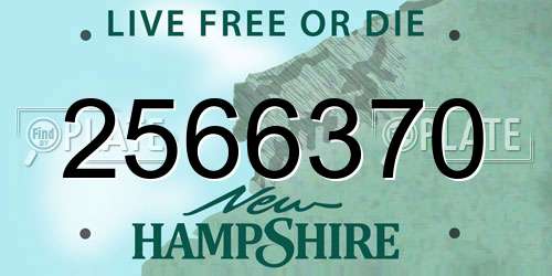 2566370 New Hampshire License Plate