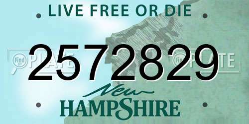 2572829 New Hampshire License Plate