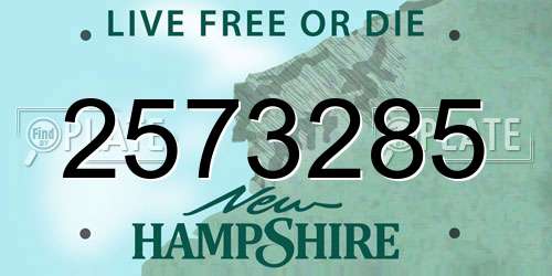 2573285 New Hampshire License Plate