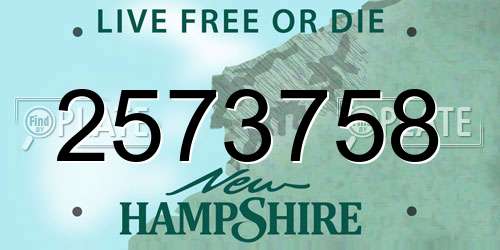 2573758 New Hampshire License Plate