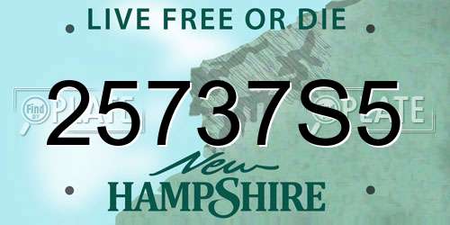 25737S5 New Hampshire License Plate