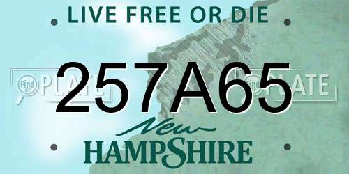 257A65 New Hampshire License Plate