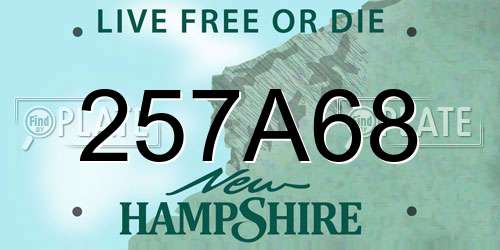 257A68 New Hampshire License Plate