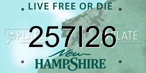 257I26 New Hampshire License Plate