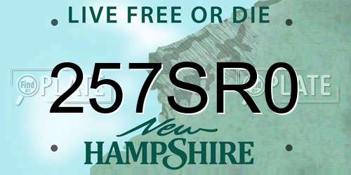 257SR0 New Hampshire License Plate