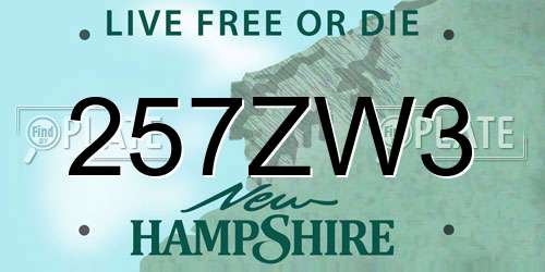 257ZW3 New Hampshire License Plate