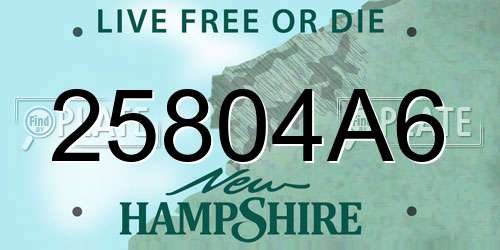 25804A6 New Hampshire License Plate
