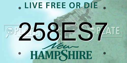 258ES7 New Hampshire License Plate