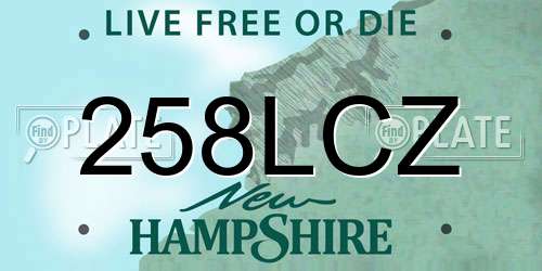 258LCZ New Hampshire License Plate