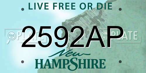2592AP New Hampshire License Plate
