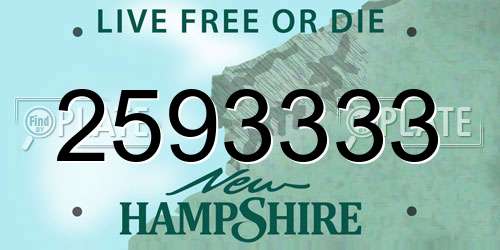 2593333 New Hampshire License Plate