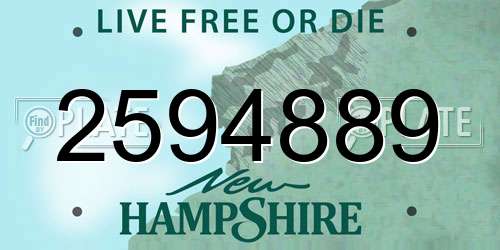 2594889 New Hampshire License Plate