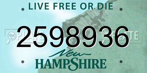 2598936 New Hampshire License Plate