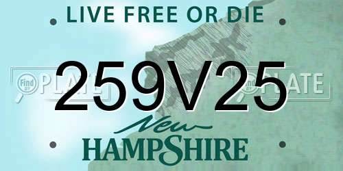 259V25 New Hampshire License Plate