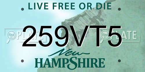 259VT5 New Hampshire License Plate