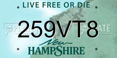 259VT8 New Hampshire License Plate