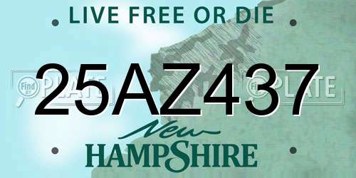 25AZ437 New Hampshire License Plate