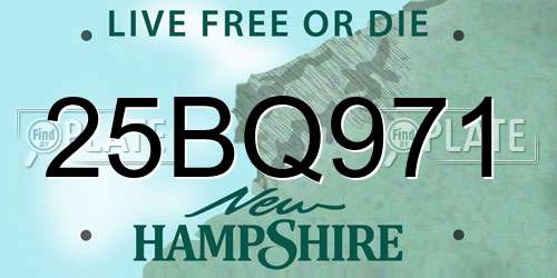 25BQ971 New Hampshire License Plate