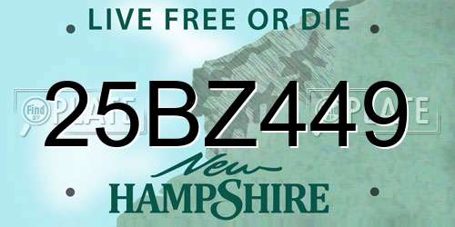 25BZ449 New Hampshire License Plate