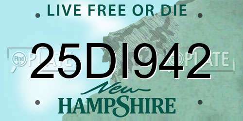 25DI942 New Hampshire License Plate