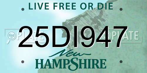 25DI947 New Hampshire License Plate