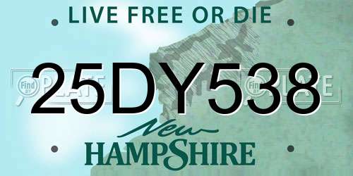 25DY538 New Hampshire License Plate