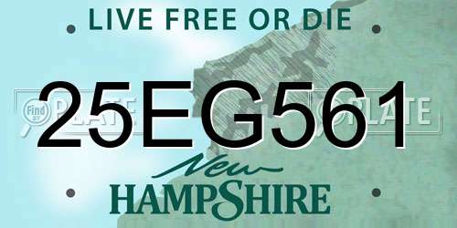 25EG561 New Hampshire License Plate