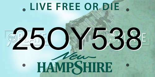 25OY538 New Hampshire License Plate