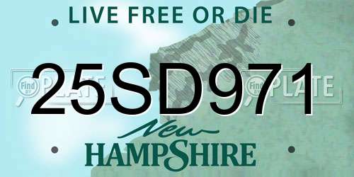 25SD971 New Hampshire License Plate
