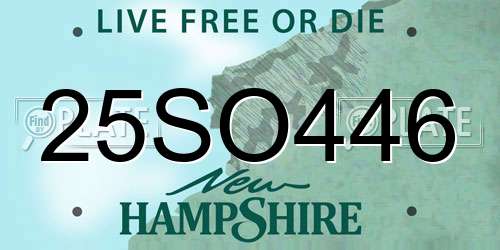 25SO446 New Hampshire License Plate