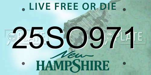 25SO971 New Hampshire License Plate
