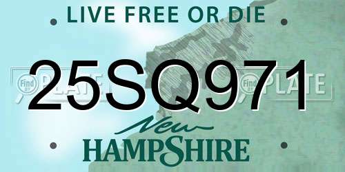 25SQ971 New Hampshire License Plate