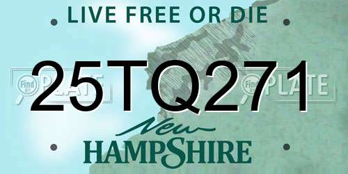 25TQ271 New Hampshire License Plate