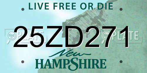 25ZD271 New Hampshire License Plate