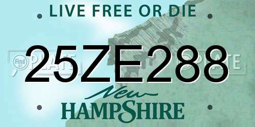 25ZE288 New Hampshire License Plate