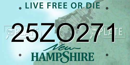 25ZO271 New Hampshire License Plate