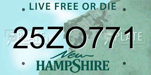 25ZO771 New Hampshire License Plate