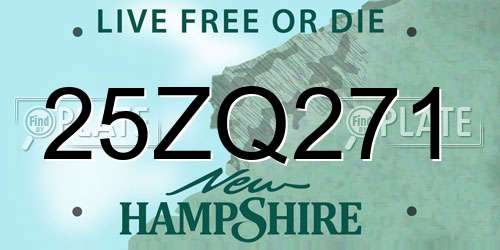 25ZQ271 New Hampshire License Plate