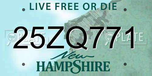 25ZQ771 New Hampshire License Plate