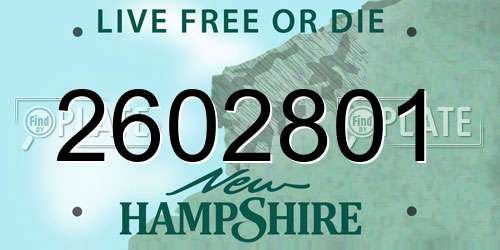 2602801 New Hampshire License Plate