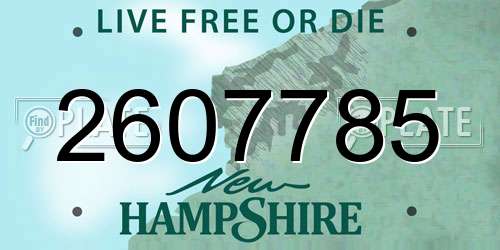 2607785 New Hampshire License Plate