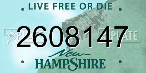 2608147 New Hampshire License Plate