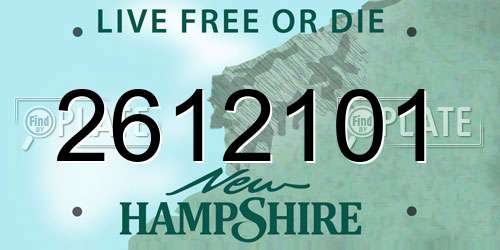 2612101 New Hampshire License Plate