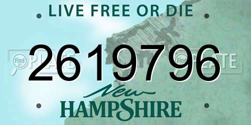 2619796 New Hampshire License Plate