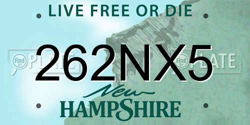 262NX5 New Hampshire License Plate