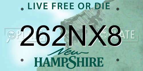 262NX8 New Hampshire License Plate