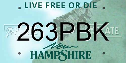 263PBK New Hampshire License Plate