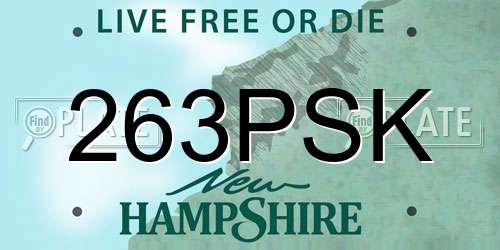 263PSK New Hampshire License Plate