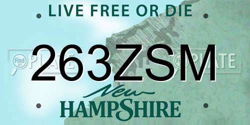 263ZSM New Hampshire License Plate