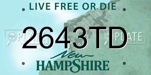 2643TD New Hampshire License Plate